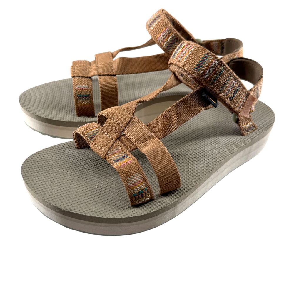 Teva Midform Arivaca Sandals Women 8 Brown Platform Strap Festival Comfort Vegan